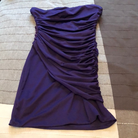 Forever 21 Purple Fitted Ruched Dress Sz S - Picture 6 of 6